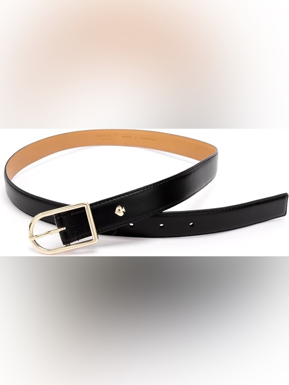kate spade Black Leather Belt with Gold Detail